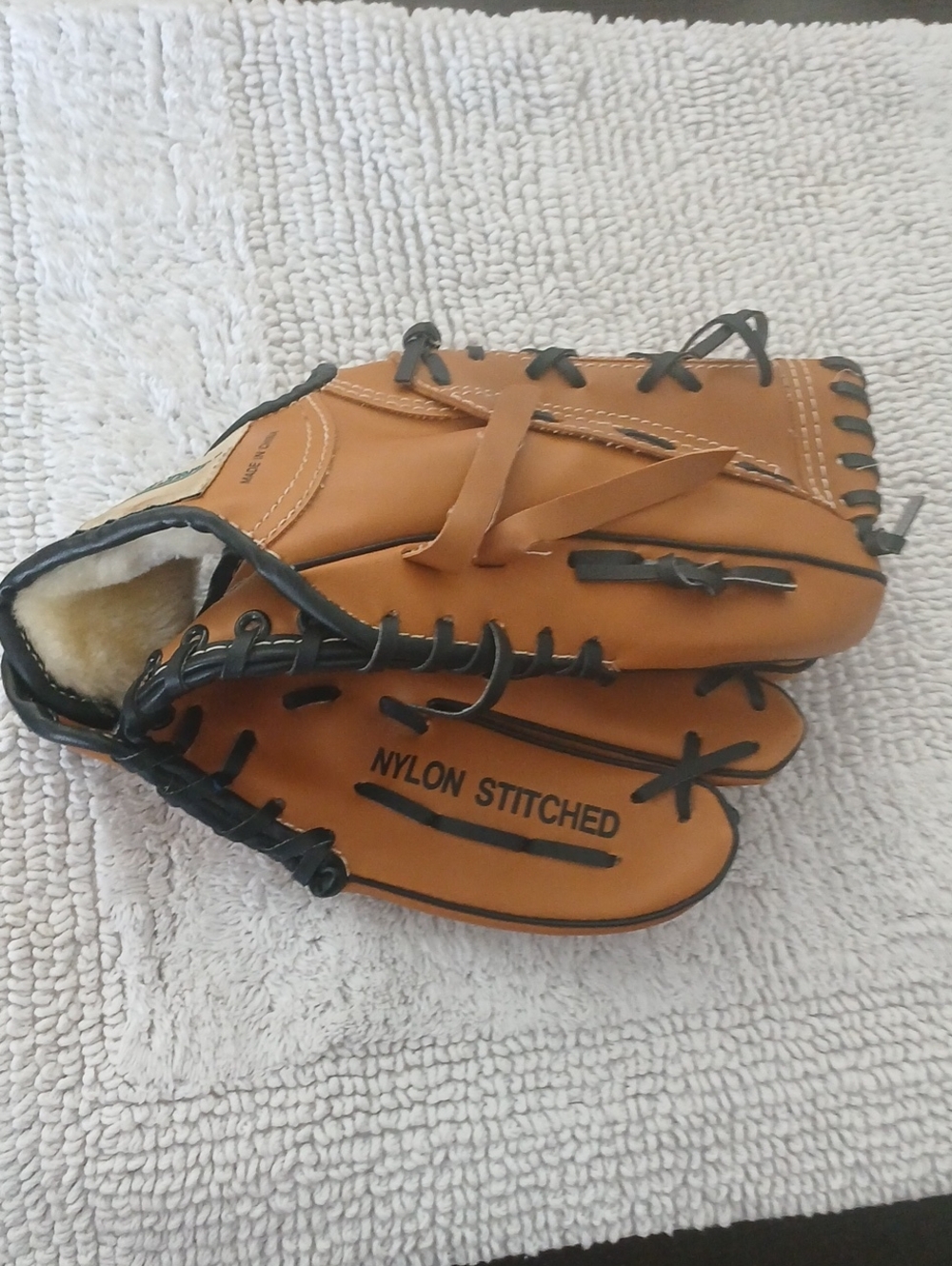 Kids Tan Baseball Glove - Nylon Stitched Youth Mitt